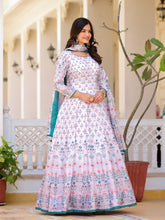 Digital Printed Anarkali Kurta With Churidar & Dupatta